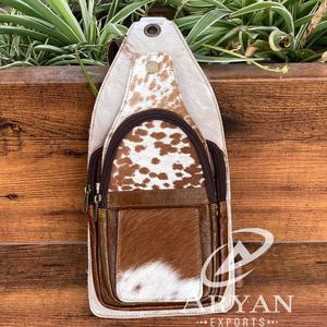 Bolso bandolera de piel de vaca, novedad de 2024, diseño occidental, bolso de hombro a la moda para mujer, bolsos de cuero genuino para hombre, venta al por mayor - Product Image 1