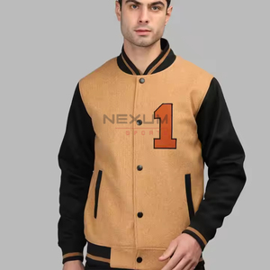Chaqueta Varsity suave 100% chaqueta de cuero de lana transpirable Letterman Collage manga de cuero hombres chaqueta Varsity servicio OEM - Product Image 1