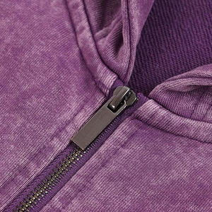 Offre Spéciale Sweats à capuche zippés délavés à l'acide Hommes Logo personnalisé Streetwear Vestes zippées surdimensionnées Sweatshirts à capuche Fournisseur OEM - Product Image 3