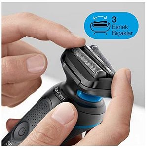 Rasoir électrique étanche IPX7 pour homme avec tondeuse, sans fil, rechargeable, rasoir à grille bleue, rasoir rotatif à double lame, de rechange - Product Image 3