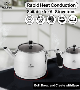 High Quality 18/10 Stainless Steel Tea Pot Set with <b>Induction</b> Compatible Base and Silicone Insulated Handles - Product Image 5