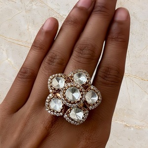 Modern <b>Brass</b> Gold Plated Moissanite <b>Ring</b> for Weddings Parties Engagements-Stylish Women & Girls - Product Image 1