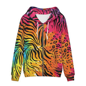 Sudadera con Capucha de Invierno para Mujer, Estampado Animal Tie-Dye Arcoíris Premium, Tejido de Rizo, Colorida, Ligera y Cómoda - Product Image 1