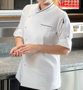 Vêtements <span class=keywords><strong>de</strong></span> préposé au restaurant unisexe fabriqués en Chine, uniformes <span class=keywords><strong>de</strong></span> chef, hauts tissés avec logo personnalisé - Product Image 1