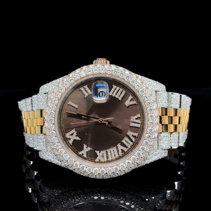 Reloj Deportivo de Cuarzo con Diamantes Moissanite VVS para Hombre, Esfera de 41 mm, Chapado en Oro de Dos Tonos, Acero Inoxidable, Totalmente Engastado, Regalo - Product Image 1