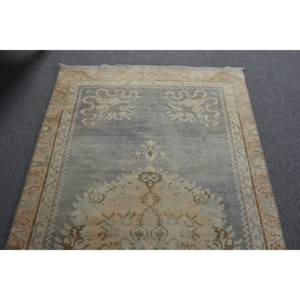 Alfombra Antigua Turca Vintage de Lana Ecológica de Pelo Medio, 29 x 63 pies, Gris Beige, Diseño Patchwork, para Comedor, con Base de Látex - Product Image 5