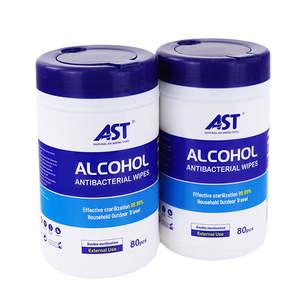 Lingettes humides alcoolisées 80% alcool 80g, antibactériennes, en tissu non tissé 15x18cm avec perles droites pour le nettoyage multi-usages - Product Image 1