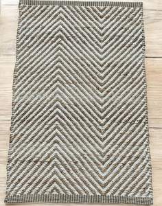 Handwoven Natural Jute <b>Rug</b> Beige White Striped <b>Flat</b> Weave Non-Slip Pet Friendly Thick Eco Friendly Modern Floor Area <b>Rug</b> - Product Image 1