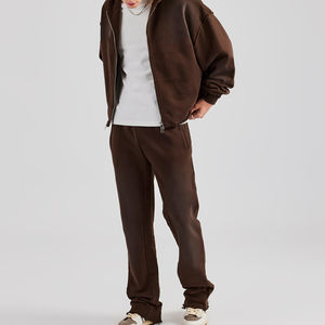 Conjunto Deportivo de Invierno con Estilo, Lavado Ácido, con Cremallera y Bolsillos, Cómodo, 100% Algodón, de Dos Piezas, para Actividades al Aire Libre - Product Image 6