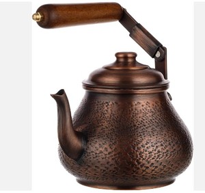 2022 fait à la main solide 1mm d'épaisseur cuivre théière personnelle bouilloire alimentaire sûr étain doublé petit 0.9 Qt 3 tasses (cuivre antique) - Product Image 1