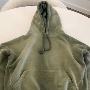 Sweat à capuche surdimensionné Streetwear Boxy Sweat à capuche en coton Blank Distress Vintage Acid Wash Hoodie Hommes - Product Image 2