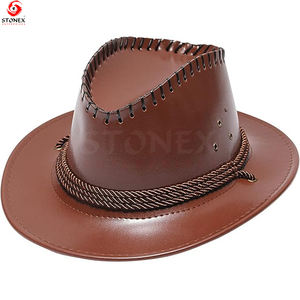 Nouveaux chapeaux en cuir de vache Cowboy personnalisés hommes en plein air tirer vers le haut chapeaux en cuir de vache plaine unisexe meilleure vente chapeaux à bas prix - Product Image 5