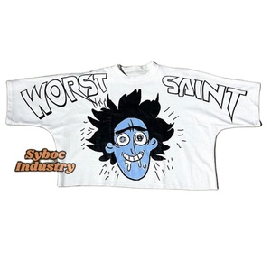 425 gsm t-shirt pour hommes sérigraphie personnalisée recadrée surdimensionné coupe ample t-shirt pour l'été garçons Streetwear - Product Image 1