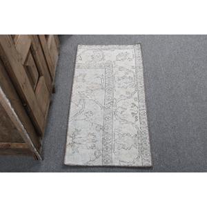 Tapis turc 1,5x3 pieds, petit tapis vintage, tapis persan gris et blanc - Product Image 1