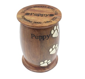 Pet <b>Urn</b> <b>for</b> <b>Dog</b> Cat <b>Ashes</b> with Brass Inlay Paws Wooden Personalized Funeral Cremation <b>Urn</b> Pet Memorial Keepsake <b>Urn</b> - Product Image 1