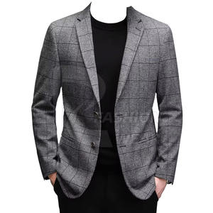 Blazer pour homme, couleur unie, simple boutonnage, automne-hiver, blazer à deux boutons et poches pour homme - Product Image 1