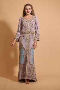 Luxury Moroccan Floral Embroidered <b>Kaftan</b> <b>Dress</b> Casual Modal Material Ankle Length for Weddings - Product Image 2