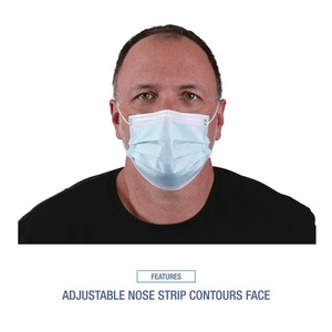 Mascarillas reutilizables Boardwalk de 3 capas, azules, antipolvo, de uso general, con patrón plano, 2000/unidad por caja - Product Image 4