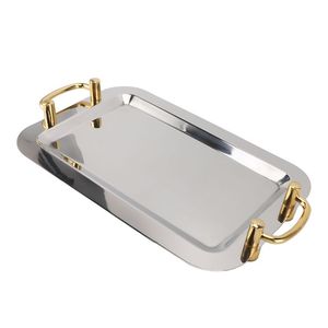 Assiette de service pour hôtel Organisateur en métal Plateau de service rond en acier inoxydable pour restaurant d'hôtel avec logo personnalisé - Product Image 1