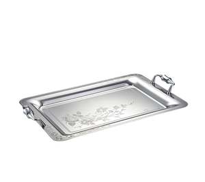 Poignée décorative Plateau de service contemporain en aluminium brillant Décor à la maison Plateau de table de Noël Plateau en métal aluminium - Product Image 6