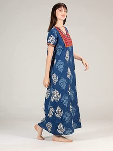 Evolove ชุดนอนแม็กซี่พิมพ์ลายสำหรับผู้หญิง, ชุดนอนแขนนุ่มสบาย6XL ไซส์สำหรับใส่ไปทะเลทำจากผ้าฝ้าย100% - Product Image 3