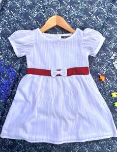 Premium coton infantile filles manches bouffantes robe Floral décontracté avant dentelle nœud dos fermeture éclair confortable respirant été robe pour - Product Image 3