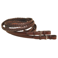Rênes de cheval en cuir tressé de haute qualité avec boucles en acier inoxydable, équipement d'équitation durable pour l'entraînement en écurie