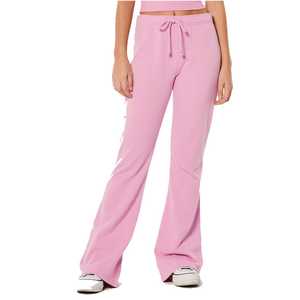 Más vendidos, llegada de verano, pantalones acampanados en blanco de Color rosa para mujer, pantalones elegantes con corte de bota para mujer media con cintura elástica - Product Image 1
