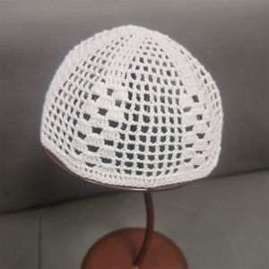 Wholesale White Crochet Islamic Cotton <b>Hat</b> Muslim Prayer Cap Embroidery Custom Logo Knitted Kufi Namaz Hijab Unisex Formal - Product Image 3