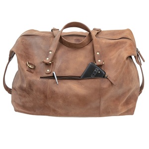 Sac de sport pleine fleur en cuir véritable, sac de voyage pour hommes et femmes Overninght Bag - Product Image 1