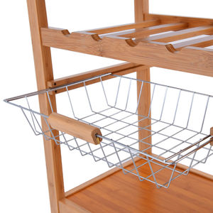 Modern <b>Oak</b> Mobile Kitchen Island Shelf 60x40x85cm with Wheels-KIB003 - Product Image 2