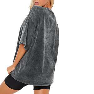 Camiseta de mujer lavada con piedra para ropa de calle, camiseta personalizada de algodón 100% de gran tamaño lavada Vintage para mujer - Product Image 6