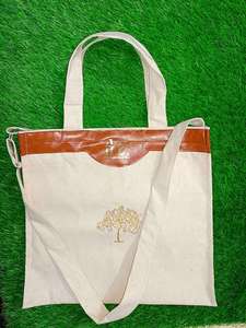 กระเป๋าผ้าคอตตอนแบบถือสำหรับช้อปปิ้งถุงผ้าคอตตอนพร้อมที่จับสีสันสดใส - Product Image 4