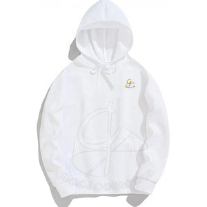 Jersey con capucha blanco de poliéster 100%, chándal informal para hombre, ropa de invierno ecológica con etiqueta privada - Product Image 4
