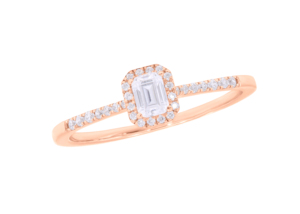 Romántico 0.31ct Lab Grown Esmeralda Halo Anillo de Compromiso 14K Oro Rosa Lujo OEM Anillo de diamantes Venta al por mayor Anillo de diamantes romántico - Product Image 2