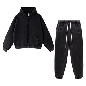 Drop Shoulder Algodón Lavado con ácido Logotipo personalizado Sudadera con capucha Negro Unisex French Terry Fabricante sudaderas con capucha - Product Image 3