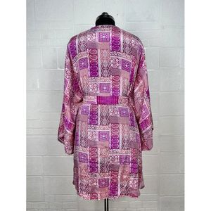 Vintage Silk Riya Short Kimono Lightweight Boho <b>Robe</b> Perfect <b>Beach</b> Coverup Recyclable Gift for Her 1 Piece - Product Image 6