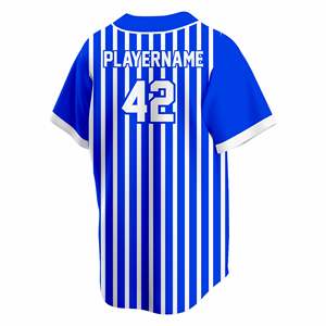 เสื้อเบสบอลลายทางคุณภาพสูงแบบขายส่งปี 2026 ออกแบบโลโก้ทีมตามสั่ง ชุดยูนิฟอร์มแบบซับลิเมชั่น เสื้อเปล่าสำหรับนักกีฬาสโมสร - Product Image 3