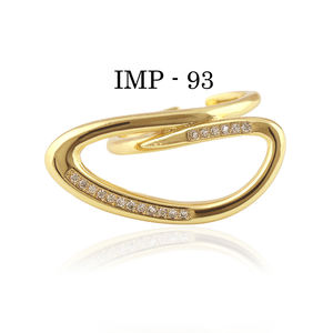 แหวนสวมสำหรับปาร์ตี้สไตล์ไม่เหมือนใครแหวนเซอร์คอนขนาด1มม. แหวนนิ้วกลางไม่สม่ำเสมอแหวนทองเหลือง18K ชุบทอง18K - Product Image 2