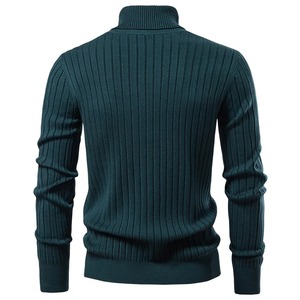 Pull à col roulé de haute qualité pour hommes, couleur unie avec pull rayé, hiver, basique, décontracté, grande taille - Product Image 1