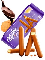 Galletas Milka Lila Stix, Chocolate Duro con Avellanas, Frutas y Nueces Horneadas, Caja de 112g, Listas para Comer, Exportación de Alemania