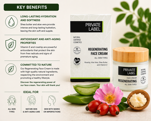 Crema Viso Rigenerante Private Label 50ml OEM |   Crema Riparatrice Anti-Età e Anti-Rughe |   Organico Vegano |   Prodotto in Spagna UE - Product Image 3