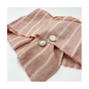 Hot sale European stripe pattern woven 175 gsm 100% linen fabric yarn dyed herringbone fabric for shirt and dress