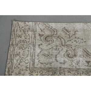 2,6x6,3 ft Rug, Vintage Turkish Rug, White <b>Brown</b> Patchwork Wool Rug - Product Image 4