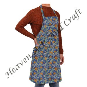 Delantal con estampado de bloque de mano, bloque de tela de algodón orgánico para cocina, accesorios de cocina impresos para chefs, hogar, restaurantes, hoteles - Product Image 4
