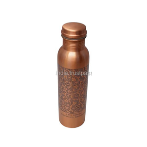 Hot Sale Ayurvedic Pure Copper Water <b>Bottle</b> High Quality with Floral Pattern for Office Gym <b>Travel</b> & More Classic Style - Product Image 1