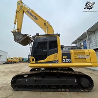Excavatrice sur chenilles Komatsu PC220, 22 tonnes, hydraulique, moteur SAA6D107, d'occasion, japonaise, pour travaux de construction lourds
