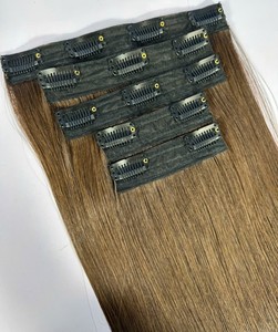 Extensiones de Cabello Natural Virgen de Alta Calidad con Clip, 100% Cabello Remy Vietnamita Liso, Color Marrón, Liso Extremo, Sin Caída, Hecho a Máquina - Product Image 3