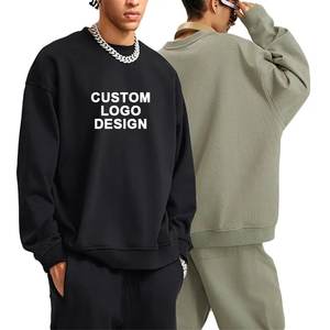 Peso pesado 100% algodón liso Streetwear cuello redondo de alta calidad al por mayor logotipo personalizado de gran tamaño personalizado cuello redondo sudadera - Product Image 3