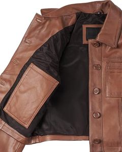 Veste en cuir pour femmes, tendance, courte, en cuir d'agneau véritable, veste en cuir pour femmes - Product Image 5